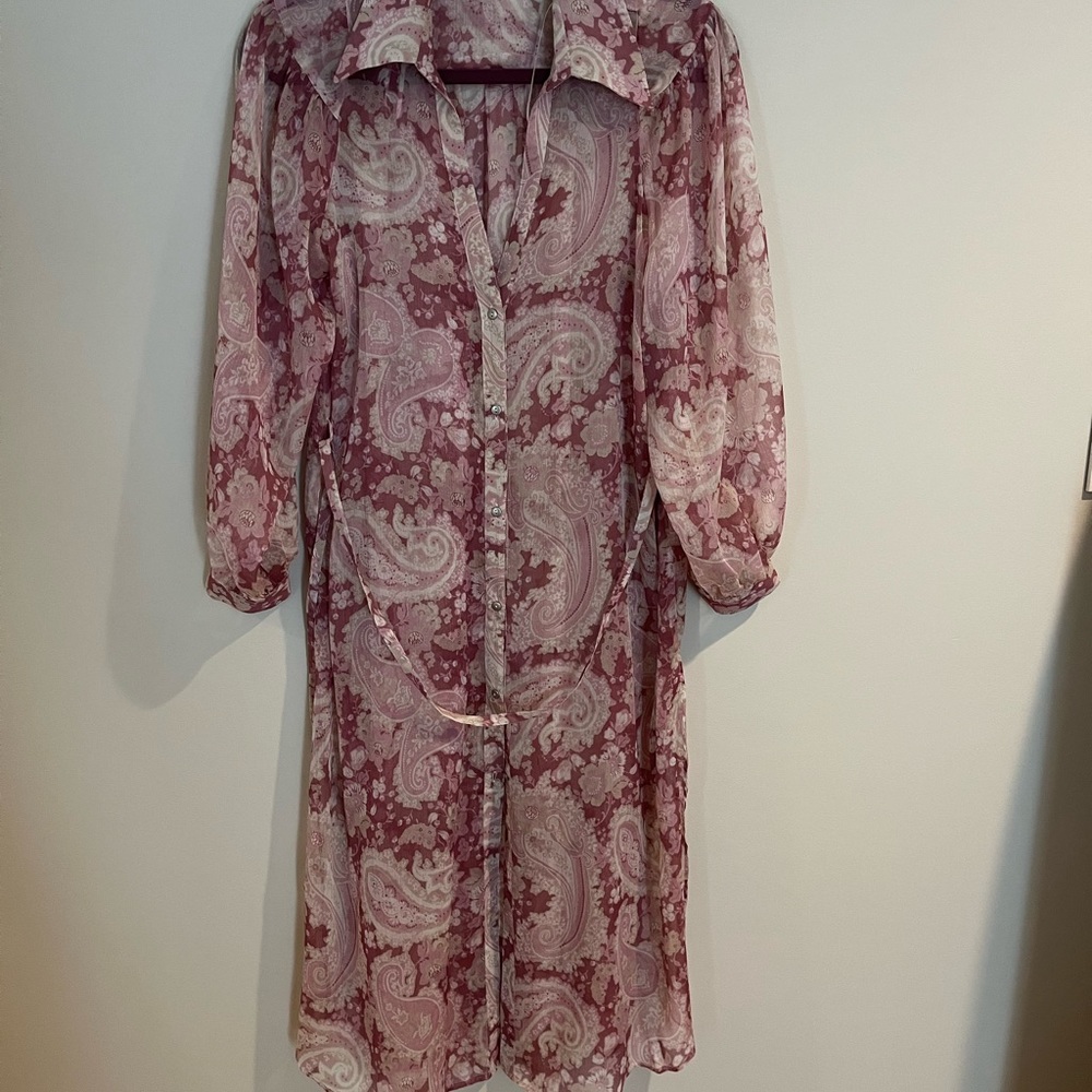 Zara Sheer Button Down Paisley Dress size Medium